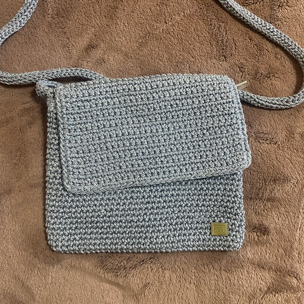 The Sak hobo Gray Knit Crossbody Bag
